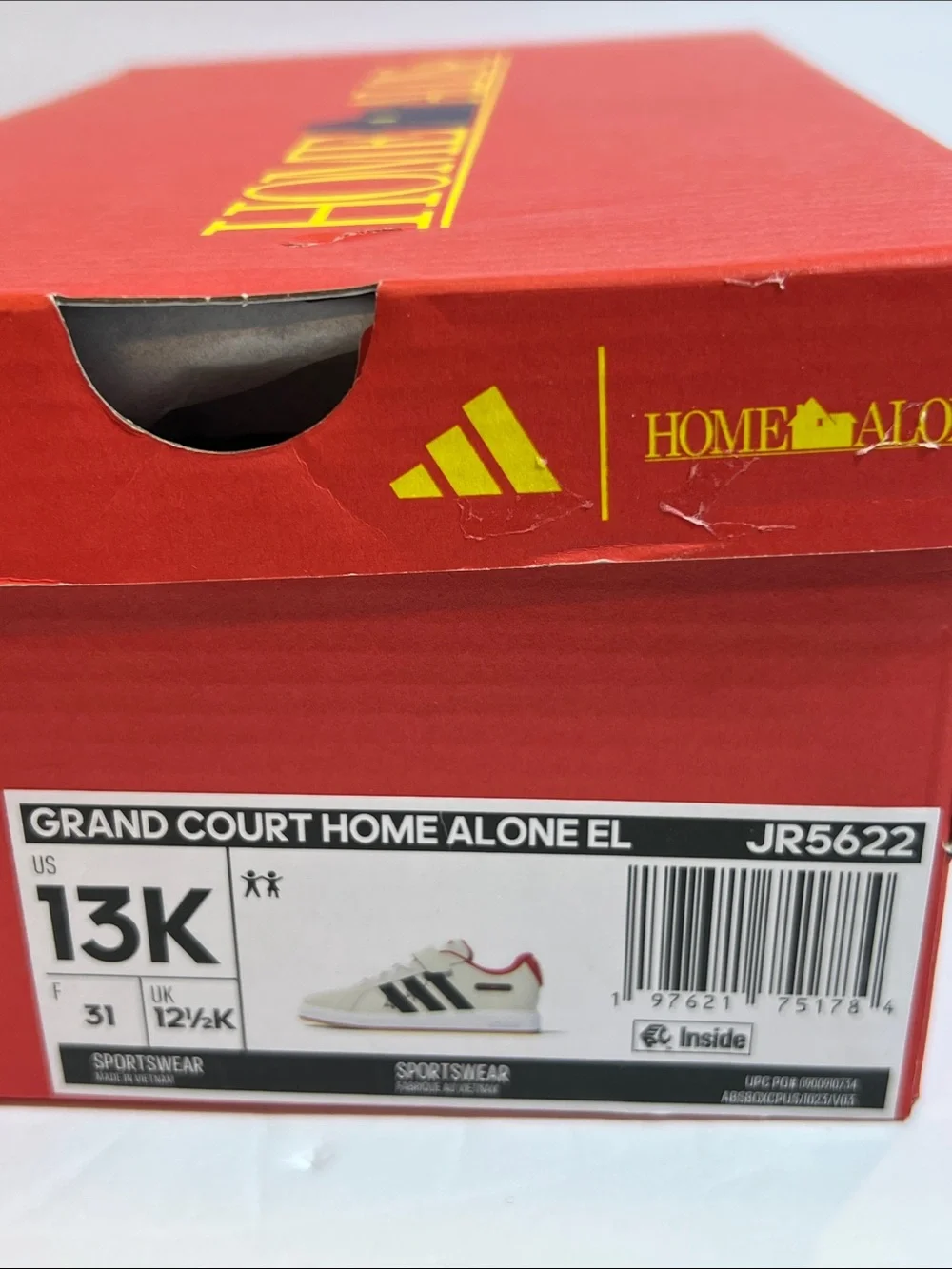 Adidas Grand Court Home Alone Kids Sneakers  shoes JR5622 Size 13K‎ New in Box